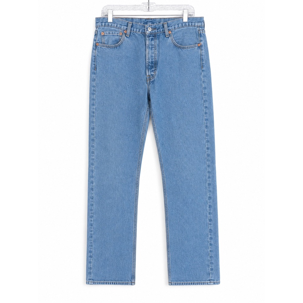 Levis 505 Reg Fit Jeans Mens 36x36 Fits 34x35 M Wash Blue Denim Straight Leg 505